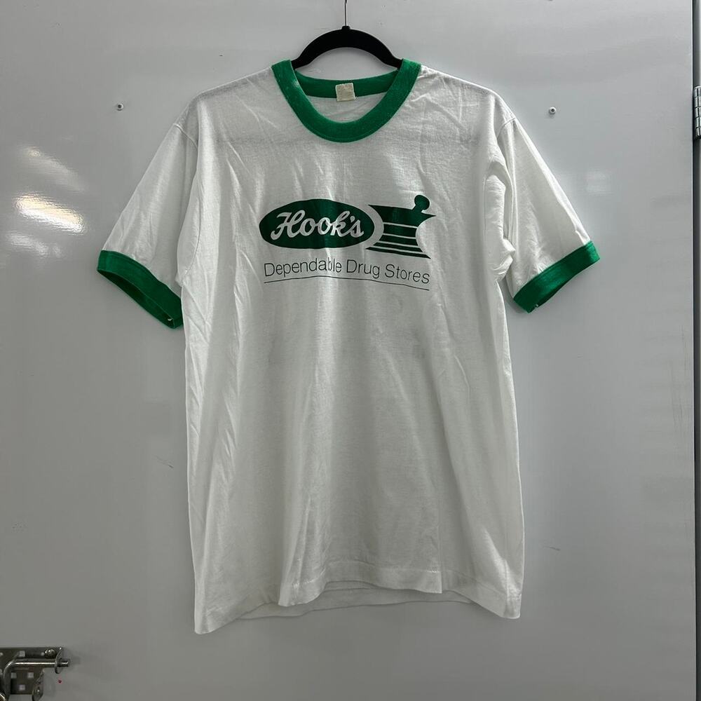 VTG white and green  Hook's Drug Store T-shirt